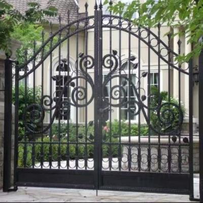 China Entrance Front Residential Rod Iron Driveway Gates Single Doors Welded for sale