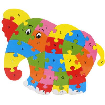 China Wooden Alphabet Puzzle Building Block Animal Wooden Letters Puzzle For Children Educational Toys for sale