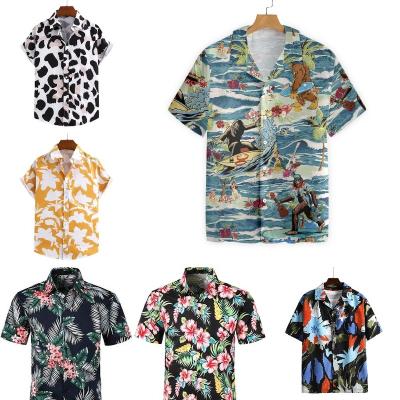 China Anti-pilling 2023 new men's short -sleeved Hawaiian beach shirt men casual customized Hawaiian shirt for sale