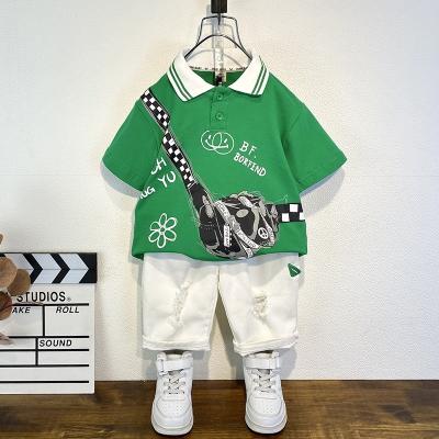 China Casual Wholesale children clothing summer baby boy clothes sets Polo shirt with shorts kids set for sale