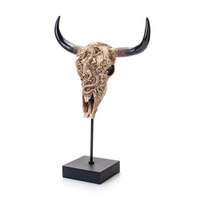 China Various Resin Head Decorative China Buffalo Cow Head Tribal With Base Home Decoration Gift for sale