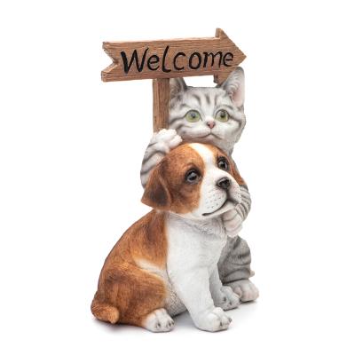 China China Wholesale Resin Open Kitten Cat And Dog Animal Statue Home Gifts Decoration for sale