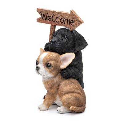 China China Professional Resin Cute Puppies Dog Craft Garden Home Pet Statue Figurines for sale