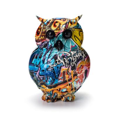 China Resin Miniature Colorful Owl Figurines For Garden Decoration Garden Animal Good Quality From China for sale