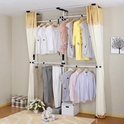 China Easy Assemble Hot Sales Metal Furniture Clothes Coat Rack DIY Wall Mounted Wardrobe Pop Garment Hangers Drying Rack Cabinet for sale