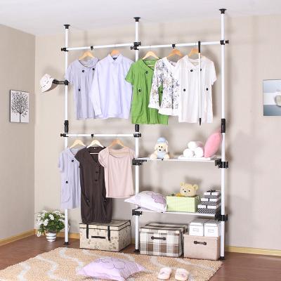 China Easy Assemble Diy Metal Standing Coat Hanging Racks Ceiling Mounted Space Saving Garment Storage Shelf On Pop Sales for sale