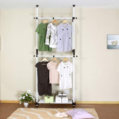 China Stocked Diy Ceiling Mounted Coat Hanging Rack New Style Garment Shelf Metal Clothes Storage Racks On Sale for sale