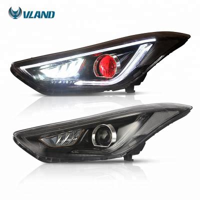 China PP+ABS Wholesale VLAND Factory LED Car Head Lamp For Elantra 2011-2015 For Hyundai Elantra ((AVANTE DM) With Demon Eyes for sale