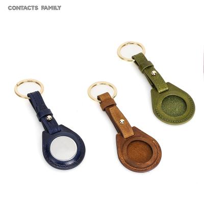 China Carry Key Chain Ring Designed AirTag Anti-fall Holder Anti Lost Tracker Protector Genuine Leather Airtag Case Cover For Luggage Dog for sale