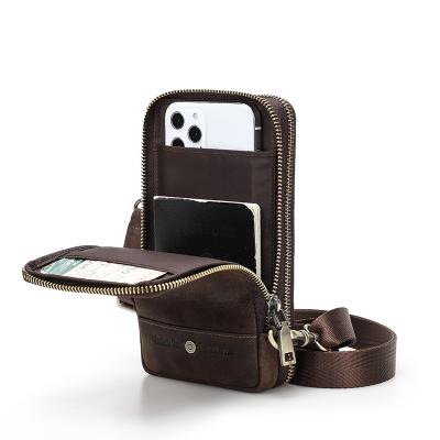 China Casual Long Adjustable Strap Cross - Multifunctional Genuine Leather Body Phone Bag Passport Belt Bag For Phone for sale