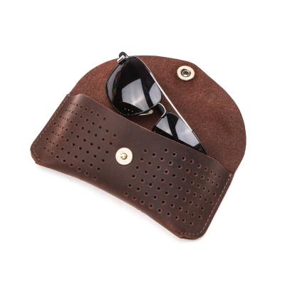 China Popular Customized Handmade Genuine Leather Sunglasses Protector Case For Eyeglass Pouch Holder For Stationery Supplies Pencil Bag for sale