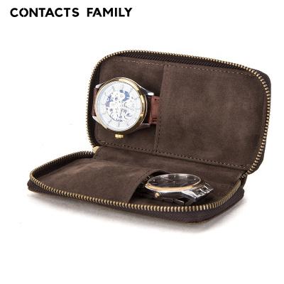 China Factory Price Custom 2 Slot Luxury TOUCH FAMILY Watches Box Travel Watch Cases Leather Display Holder for sale