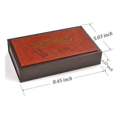 China Custom Luxury MDF Magnetic Closure Magnetic Closure Dominoes Game Storage Box Leather Wooden Empty Set for sale