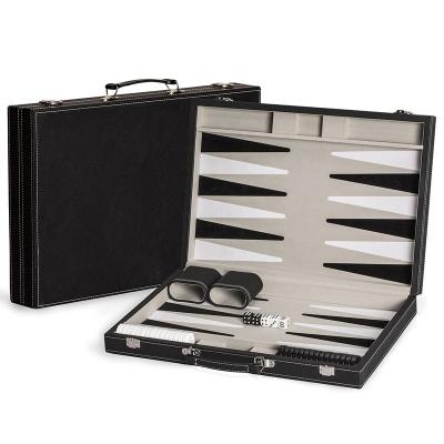 China Promotion Gifts Chess Travel Game Backgammon Set With Leather Case for sale