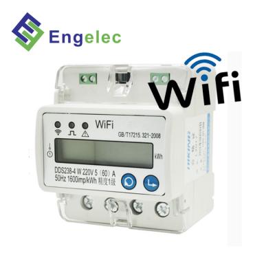 China Smart Phone App ON/OFF Control WiFi Connect 1 Phase Din Rail RS485 Communication rs485 pH Meter DDS238-4W for sale