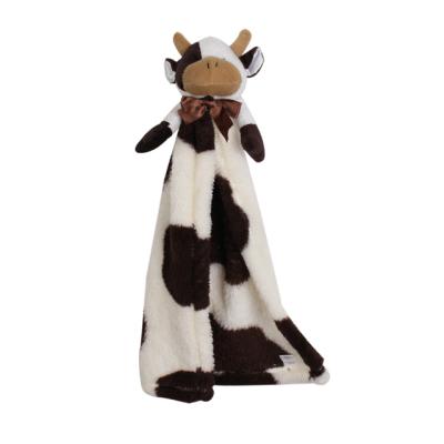 China Lovely Animal Neutral Wholesale Anti-Static Cow Snuggler Security Blanket with Plush for Kids, Babies, Boys, Girls, Gender for sale