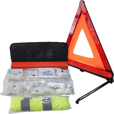 China 100% Polyester 3in1 Car Trio Combi Bag Dressing Case + Vest + Triangle First Aid Warning Kit To 2014 DIN 13164 Medical Bag for sale