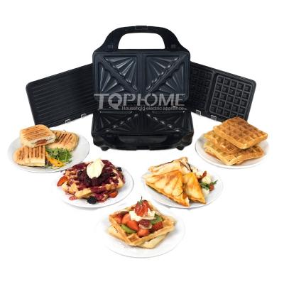 China Built-in Rope Wrap 3 IN 1 Detachable Big Size Waffle Maker Deep Waffle Maker for sale