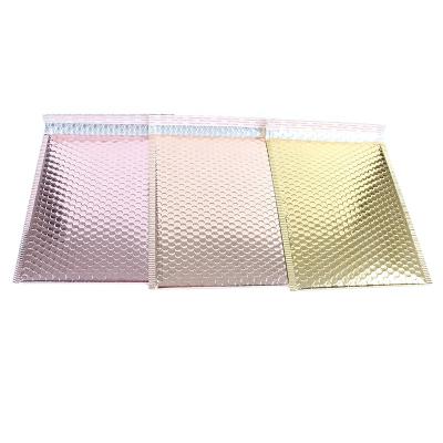 China Strong Adhesive Custom Design Envelopes Padded Mailing Bags Rose Gold Glitter Metallic Foil Teal Bubble Mailers Bubble Logo for sale