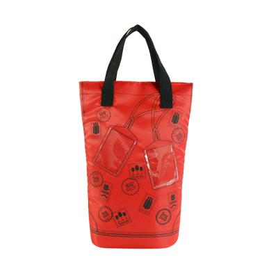 China Insulated Wine Bag Custom 2 Bottle Aluminum Foil Packaging Reusable Insulation Cooler RPET Red Wine Thermal Bag for sale