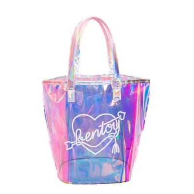 China High Quality Wholesale Hologram Laser Shoulder Bag Large Capacity Shopping Bag Iridescent Iridescent Holographic Tote Bag for sale