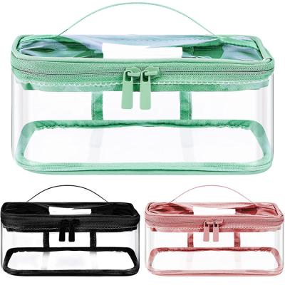 China Fashion Organizer Clear Tote Travel Toiletry Compliant Bags Zipper Portable Waterproof Makeup PVC Transparent Cosmetic Bag for sale