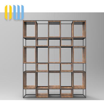 China Custom Strong Metal Rack Commercial Deployment Wood Shelves Display Rack For Book Display Stands for sale