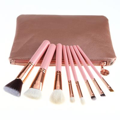 China Angular Blush Girly Eye Brush Make Up Tools Makeup Set Customized 8pcs Rose Gold Pink Luxury Top Travel Brush Set for sale