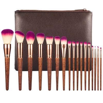 China Angular Blush Hot Selling Luxury Professional 17pcs Makeup Brushes Set Original Wood Handle Natural Hair Makeup Brush for sale