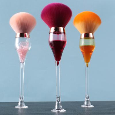 China Angular Blush New Style Makeup Brush Gift Handle Powder Brush Wine Glass Red Plastic Liquid Brush for sale