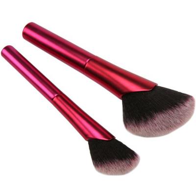 China Angular Blush New Custom Rose Red Angled Head Powder Brush for Makeup Portable Makeup Brush Set for sale