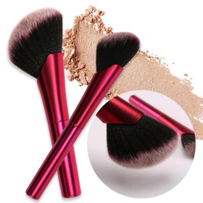 China Angular Blush New Custom Rose Red Angled Head Powder Brush for Makeup Portable Makeup Brush Set Wholesale for sale