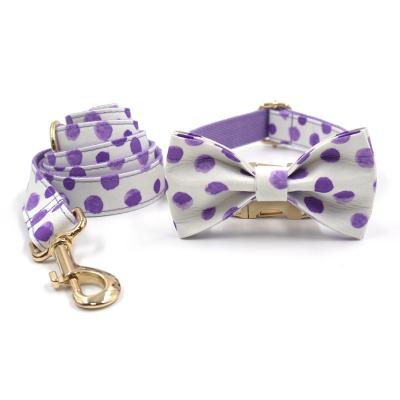 China 2023 Purple Wave Point Pull Rope Bow Knot Dog Collar Personalized Cool Purple Sublimation for sale