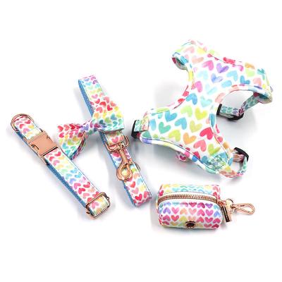 China 2023 Personalized Cute And Colorful Puppy Hangs Out With Chest Strap And Custom Pull Rope Bow Knot Cat Collars for sale