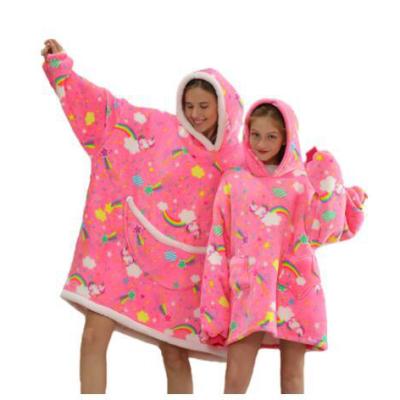 China PORTABLE Christmas Eco-Friendly Warm Sweatshirt Sherpa Fleece Oversized Hoodie Blanket for Mom and Kids for sale