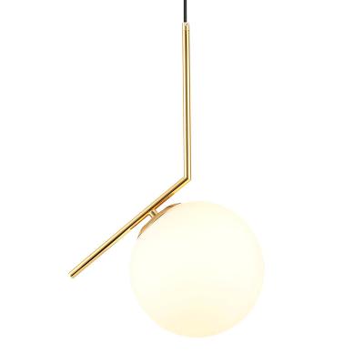 China Nordic Modern Minimalist Luxury Gold White Glass Background Bedroom Chandelier Dining Ball Light Pendant Lamp Bedside Lamp for sale