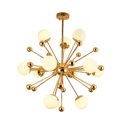 China Modern post-modern hotel gold glass chandelier creative home store restaurant bedroom living room dandelion pendant lamps for sale