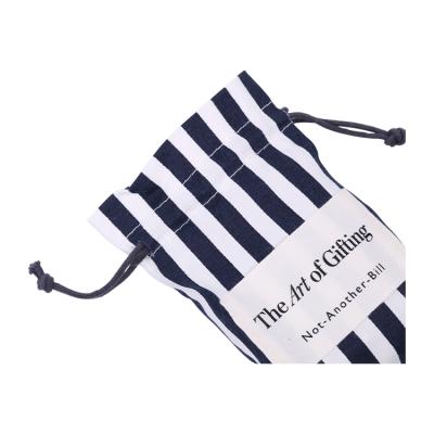 China Draw Pocket Stripes Eco-Friendly Black And White Canvas Tote Cotton Bag Customize for sale