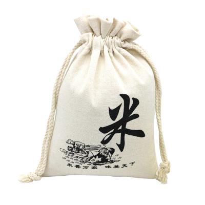 China Cream Double Drawstring Small Twine Canvas Drawstring Bag for sale