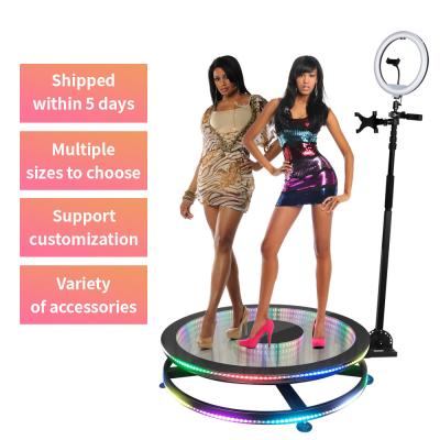 China 2021 New Arrival Tempered Glass Photo Booth 360 Degree Rotation LED Photo Booth Auto Rotate 360 ​​Degree With RGB Light Photo Booth 360 Photobooth for sale