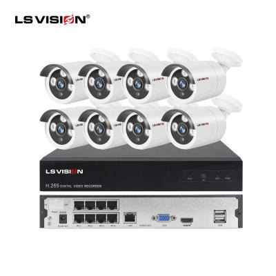 China NIGHT VISION LS VISION Surveillance HD Cameras Systems H.265 8CH 2MP 1080P Bullet IP Camera POE NVR Kit for sale