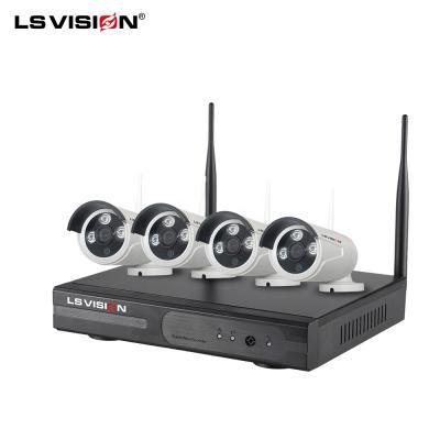 China LS VISION Outdoor Wireless H.265 4 Channel 2MP HD 1080P IR Night Vision IP P2P PNP NVR CCTV Camera Security Network System Kits Two Way Audio for sale