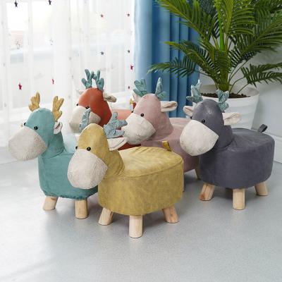 China Creative Solid Wood Cute Changing Stool Fashion Stool Cartoon Sofa Stool Small Animal Shoe Foldable Cloth Children's Cloth Stool for sale