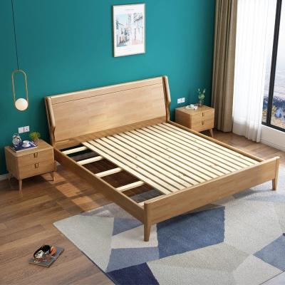 China Storage Bedroom Furniture Sets No Mattress Wooden Upholstered Twin Queen Bed Frame 1.8m Popular Modern Wooden Bed for sale