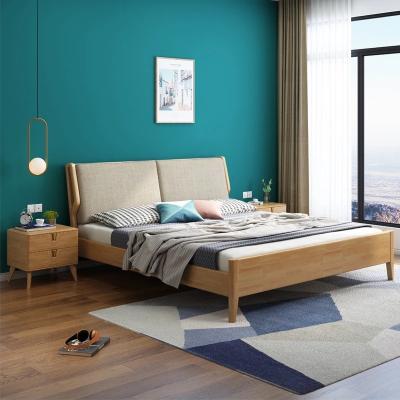 China Storage Bedroom Furniture Sets No Mattress Wooden Upholstered Twin Queen Bed Frame 1.8m Popular Modern Wooden Bed for sale