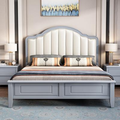 China Storage Bedroom Furniture Sets No Mattress Wooden Upholstered Twin Queen Bed Frame 1.8m Popular Modern Wooden Bed for sale