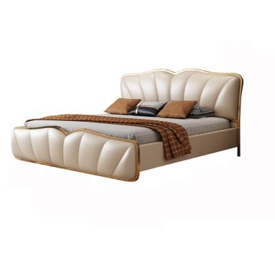 China Storage Bedroom Furniture Sets No Double Mattress Queen King Size Bed European Popular Luxury Frame Soft Leather Bed for sale