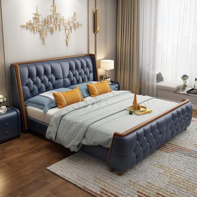 China Storage Bedroom Furniture No Double Mattress King Queen Size Bed European Frame Soft Leather Beds for sale