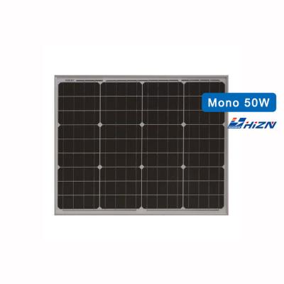 China HIZN High Efficiency 50Watt Solar Module Mono Solar Panels 50W for Solar System for sale