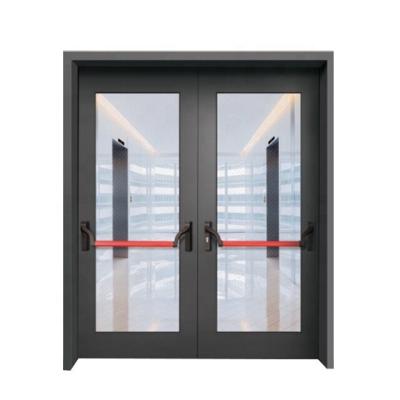 China Fire prevention Wholesale Glazing Steel Fire Rated Tempered Glass Flush Doors With Vision Panel for sale